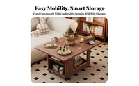 Folding Trolley Table Foldable Design 2-Tier Utility Trolley Movable with Casters Household Furniture for Residents, Students, Balcony, Bedroom