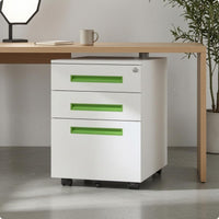 Rolling Filing Cabinet White Mobile Storage Cabinet Matte Finish