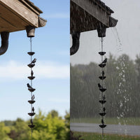 Vintage Metal Rain Chain with Bird Decor for Outdoor Garden