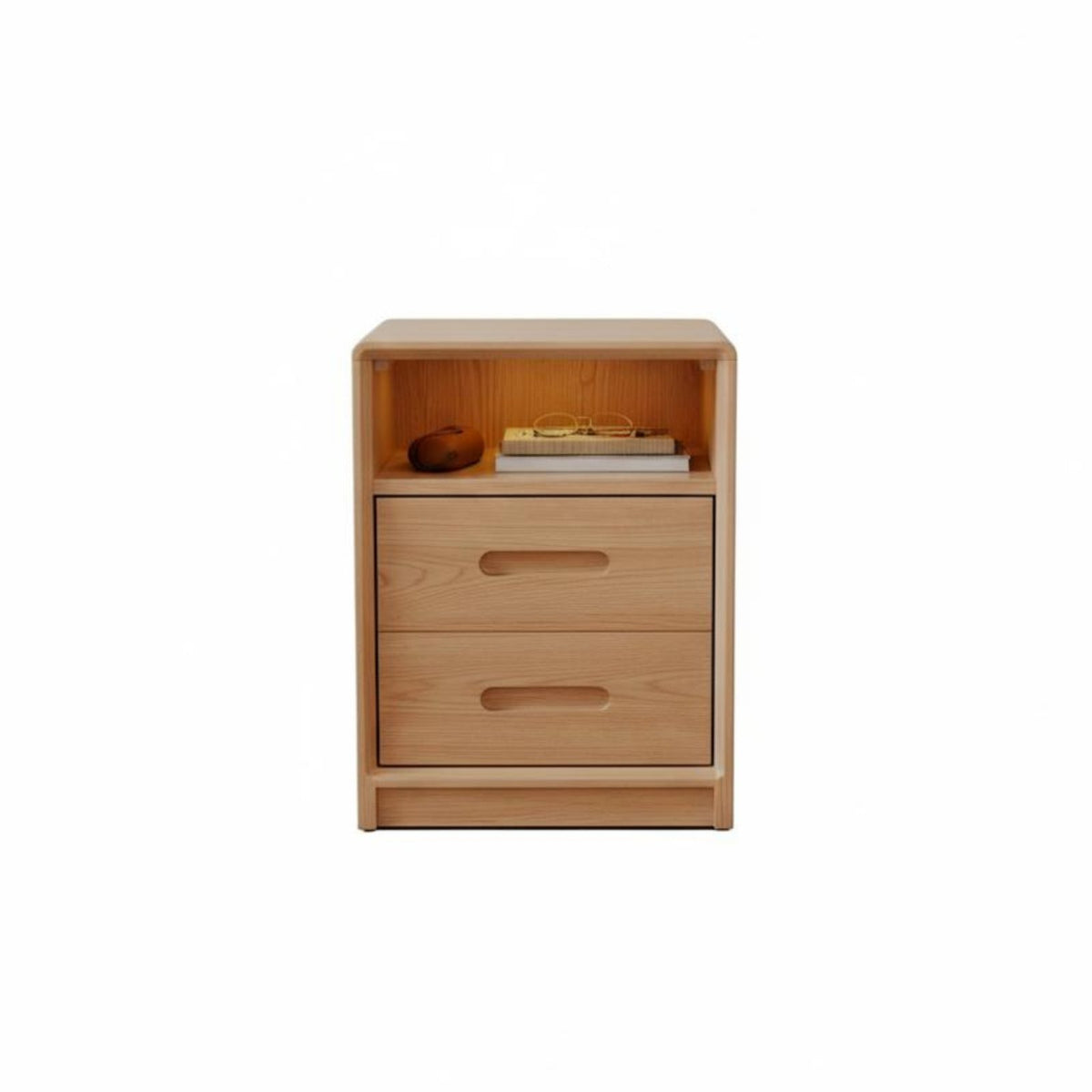 Multi-Storage Nightstand Walnut Finish Single-Drawer Cabinet with Shelf