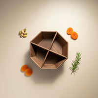Nut and Fruit Tray Elegant Design Wooden Compartment Tray Multipurpose Household Storage for Living Room Table, Tea Time