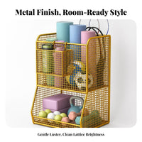 Athletic Gear Organizer with Baskets | Slanted Lower Section, Space-Saving Narrow Design, Mesh Storage Rack, for Home Gym