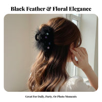 Feather Hair Clasp Fairy Design Downy Feather Hair Clamp Elegant Design Soft Clip for Brides, Cosplayers, Formal Events, Weddings, Festivals