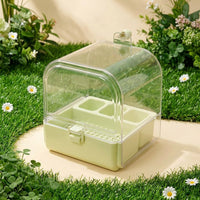 Parrot Bath Tub and Food Box for Small Birds, Manual Pour Shower and Indoor Bird Bath, Enclosed Design for Canary Budgies Cage Accessories