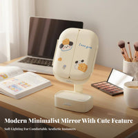 Lighted Folding Cosmetic Mirror Storage Tray Base Foldable light-emitting diode on-the-portable Mirror