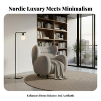 Upholstered Barrel Chair Nordic Design Oversized Round Armchair Plush Texture Comfortable for Perusing Corner, Bedesignoom