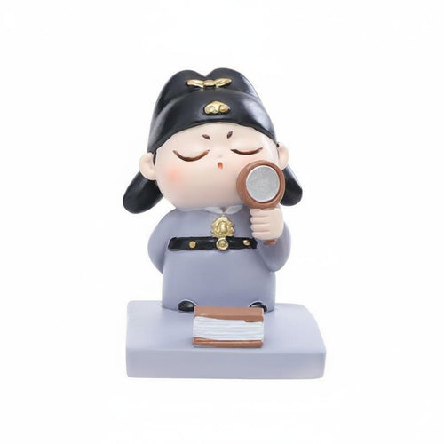 Wu Desk Ornament Collectible Period Figure Holder Cute Chinese Design Telephone Stand