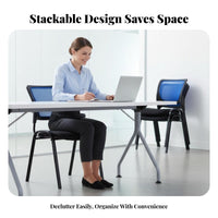 Stackable Mesh Rear Chair Sturdy Frame Seating Furniture Ergonomic Support No Assembly Required for Office Workers, Students