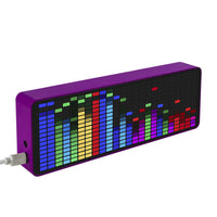 炫彩LED音乐频谱16*24RGB节奏拾音器电子时钟声控电平车载氛围灯
