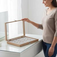 Wood Grain Jewelry Box Large Capacity Jewelry Display Case Stackable Storage Case Soft Luxurious Material Lining Metal Clasp