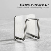 Bathroom Sink Organizer and Wall Mounted Rack for Kitchen Organization, Stainless Steel Drain with Self Sponge Holder