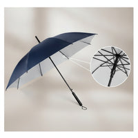 Long-Handle Straight Umbrella with Wrist Strap Automatic Open 8-Rib Steel Frame Umbrella Silver-Coated Windproof for Commuters