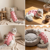Cat Recovery Suit with Tie Straps, Sleeveless Polyester Post Surgery Clothes, Anti Licking Spay Recovery Suit and Neuter Recovery Suit for Pets