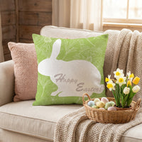 Easter Bunny Pillow Cover Breathable Material Linen Bunny Pillowcase Spring Theme Linen Easter Decorative Pillowcase for Parents, Bedroom, Bench