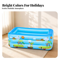 Three-Layer Shallow Inflatable Pool Bubble-Textured Inflatable Kiddie Pool Printed Cartoon Water Play Holiday-Themed for Babies, Children