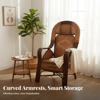 Highspine Rattan Chair Natural Aesthetic Woven Rattan Armchair Supportive spinerest artisanal Design for Adults, Bedroom, Study
