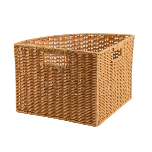 Corner Storage Basket Rattan-Style Triangular Container Easy Clean for Bedroom
