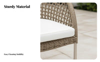4 Pieces 4-Piece Rope Weave Patio Set Nordic Design Outdoor Furnishing Weather-Resistant Modern Design for Garden, Backyard
