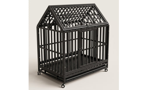 Easy to Move Dog Kennel with Wheels Mobile Heavy Duty Dog Cage Portable Enclosure Rust-Resistant for Outdoor