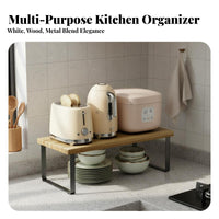 Space Saving Kitchen Counter Shelf Multifunctional Stackable Kitchen Shelf Easy Assembly for Homeowners, Office Workers, Pantry, Bathroom