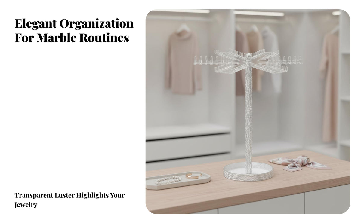 Countertop Jewelry Display Stand | Multiple Hanging Hooks, Acrylic Jewelry Tree, for Vanity