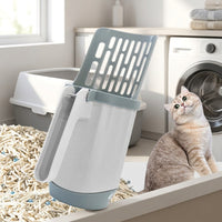 Waste Collector with Built-in Bin, Portable Debris Sifter with Rectangular Holes, Multi-Functional Tool for Waste Trays