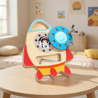 Fine Motor Wooden Spacecraft Toy Educational Screw Board with Tools Hands-on Screwdriver Board Set Practical Life for Preschoolers