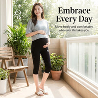 Maternity Leggings with Elastic Waist for Summer Comfort, Lightweight Cropped Trousers for Gym and Loungewear