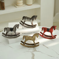 Wooden Rocking Horse Decorative Figurine for Desk or Bar