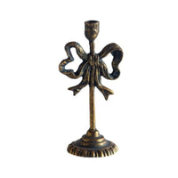 Bow-Shaped Candle Holder Antique Distressed Finish Wrought Iron Candle Holder Decorative Table Decor