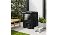 300 L Compost Bin Ribbed Panels Compost Bin Black Outdoor Composter