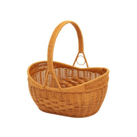 Basket with Handle Woven Rattan Basket Natural Long-Lasting for Picnic, Flower Arranging