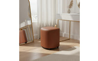 Soft Padded Seat Makeup Chair with Wheels Cream Design Storage Ottoman Stool Sturdy Wood Frame for Dressing Room