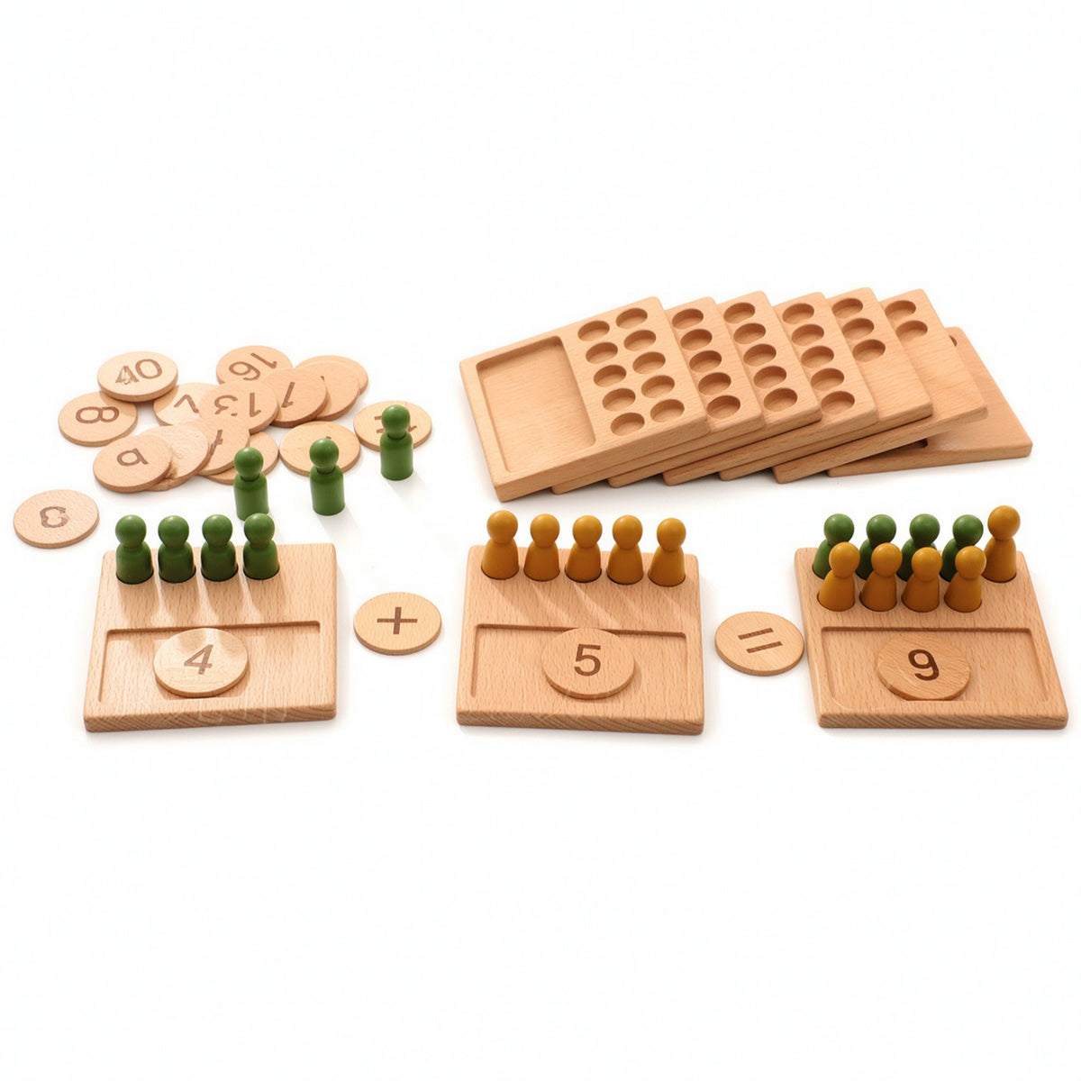 10 Pieces Arithmetic Board Child-Centered Wooden Counting Board with Pegs Math Toy Early Learning Educational for Preschoolers