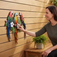 Metal Parrot Wall Art Weather Resistant Avian Sculpture Wall Decor Bright Shades Residence Decoration for Patio