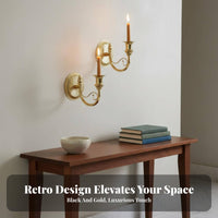 2 Pieces Wall Mounted Candle Holder Set Elegant Decorative Wrought Iron Wall Candle Holder House Decoration for Living Room