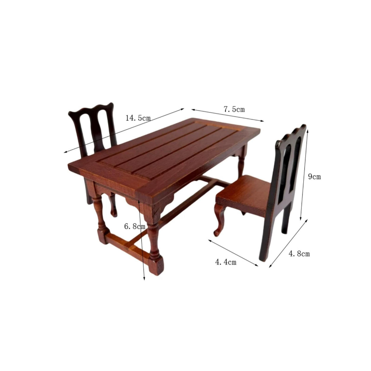 3 Pieces Dollhouse Tea Table with Chairs Traditional Style Dollhouse Table and Chairs Elegant Evocative Mini Tea Party Set for Collectors