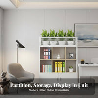 Stable Structure Multi-Shelf Storage Unit Strong Load-Bearing Capacity Partition Cabinet with Planter Scratch Resistant Room Divider Waterproof Surface for Homeowners, Professionals, Business Owners, Workspace, Reception Area