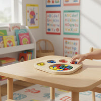 Wooden Color Sorting Tray Early Education Child-Centered Sorting Toy Fine Motor Skill Development Wooden Learning Board for Preschoolers, Kindergarten