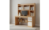 Wide Desktop Computer Desk with Bookshelf Modern Design Study Desk with Bookshelf Easy Assembly Home Furniture Sturdy Construction for Dorm Room
