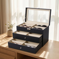 Eyeglass Storage Box Transparent Top Eyewear Organizer with Drawer for Showroom