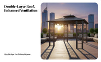 Aluminum Frame Gazebo Weather Resistant Aluminum Frame Pavilion Protection Fixed Roof Gazebo for Homeowners, Families, Courtyard, Backyard, Poolside
