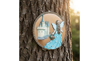 Fairy Castles Wall Plaque Decorative Artisanal Design Round Castles Hanging Decor 3D Relief Garden Fairy Wall Ornament for Living Room, Patio