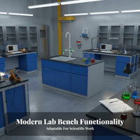 Steel Science Workbench Harsh and Alkali Resistant Scientific Lab Table with Sink Heavy Duty Science Island Bench for Scientists, School, Hospital