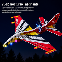 Fighter Jet Toy Airplane, Foam Glider with LED Lights, USB Rechargeable, for Kids 7 to 14 Years Old, Great for Garden and Beach