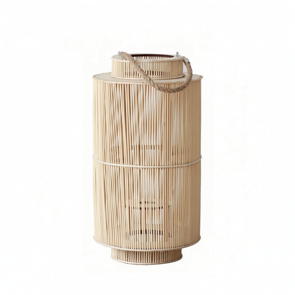 Lantern Candleholder with Rope Weave Cylindrical Decor Nautical for Homestay