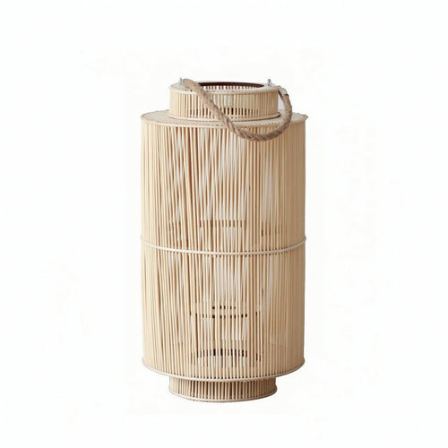 Lantern Candleholder with Rope Weave Cylindrical Decor Nautical for Homestay
