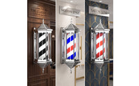 Barber Pole Light Illuminated Barber Pole with Diagonal-Striped Barbershop Sign with Wall Bracket for Barbers, Salon Owners