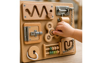Sensory Wooden Busy Board with Handle Portable Toddler Busy Board Educational Toy Interactive for Toddlers