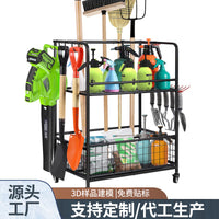 跨境花园工具收纳架庭院整理扫帚铲子置物支架车库储物架